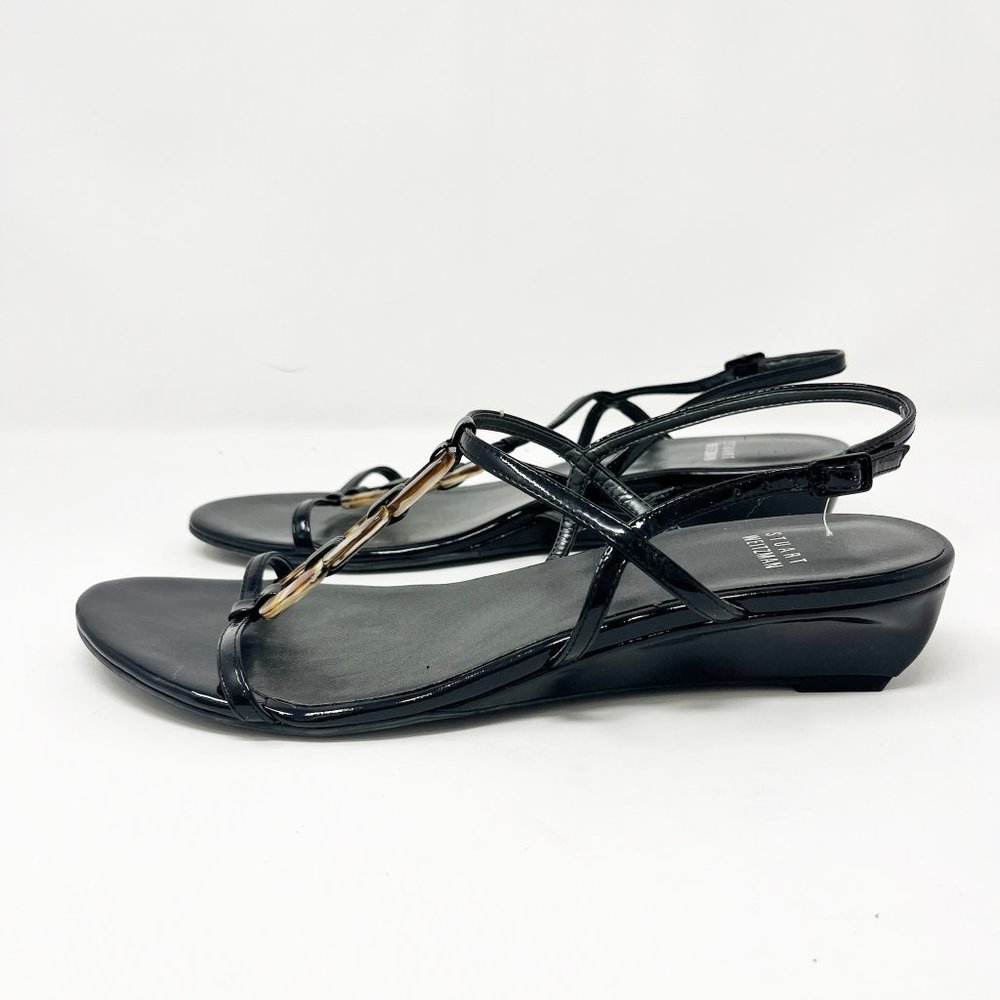 Stuart Weitzman  Conchita black soft patent Womens Size 9 Sandals - Picture 3 of 10